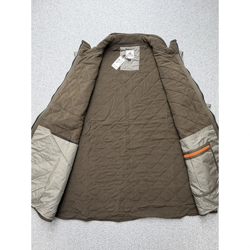 Peter Millar Vest Mens 2XLT Brown Quilted Full Zip Fleece Lined MF13Z13DX